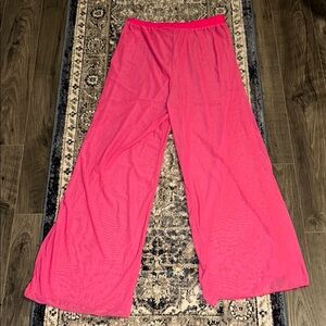 Vibrant Pink Sheer Wide-Leg Pants